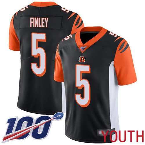Cincinnati Bengals Limited Black Youth Ryan Finley Home Jersey NFL Footballl #5 100th Season Vapor Untouchable